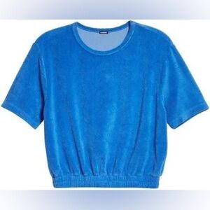 Monrow Terry cloth Shirt in Cerulean Sz XS